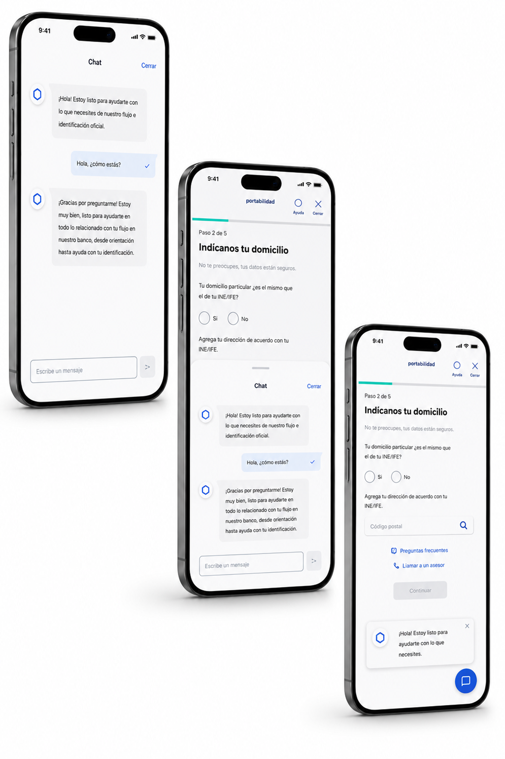 Mockup del flujo de portabilidad